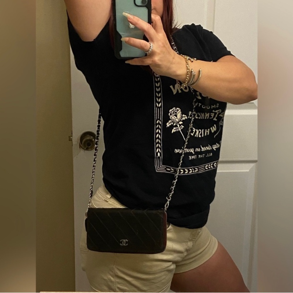 🖤 🥀Chanel Zip Wallet Chain similar Double Zipper Quilted Diamond Stitch